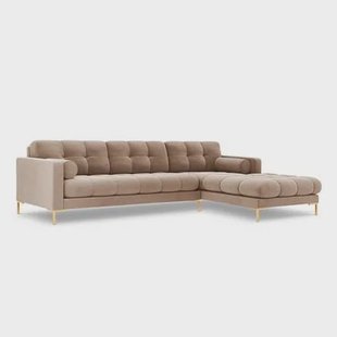 Cosmopolitan Design Bali Hoekbank met Chaise Longue Rechts - Taupe / Goud