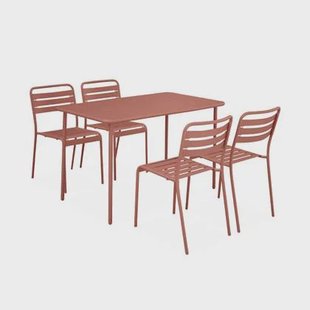 sweeek - Metalen tuintafel, 4 stoelen