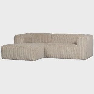 WOOOD Bean Hoekbank Links - Ribstof - Travertin