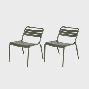 Metalen loungestoel Max XXL olijfgroen - 2 stuks