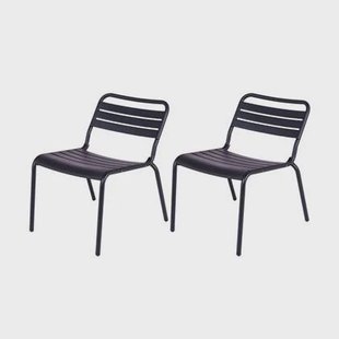 Metalen loungestoel Max XXL zwart - 2 stuks