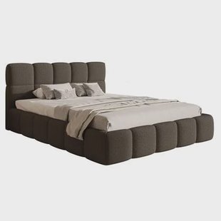 NADUVI Collection Chloe Bedframe 140 x 200 cm - met Opbergvak - Bouclé - Donkerbruin