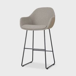 Nolon Nino-Mae Barkruk Warm Grijs - met Armleuning - Zwart - 75 cm