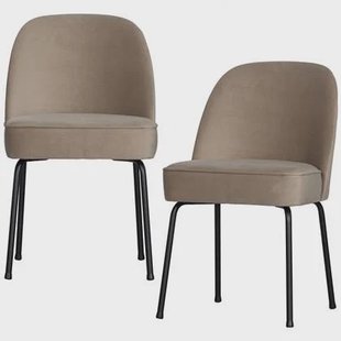 WOOOD Vogue Eetkamerstoelen - Fluweel - Khaki - Set van 2