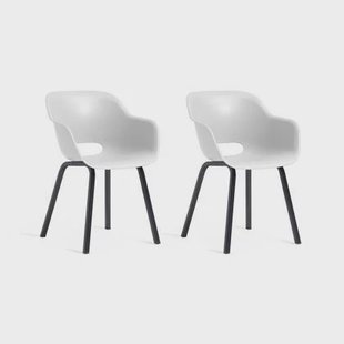 Keter Noa Tuinstoel - 2 stuks - 55x56.5x80cm - metalen onderstel - Wit