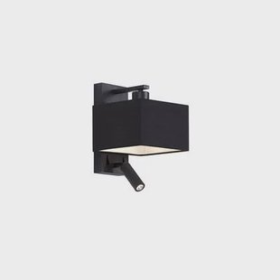 QAZQA Moderne wandlamp zwart vierkant met leeslamp - Puglia