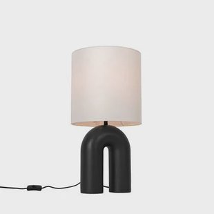 QAZQA Scandinavische tafellamp zwart met linnen kap wit - Lotti