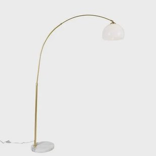 QAZQA Smart booglamp messing met witte kap incl. Wifi A60 - Arc Basic