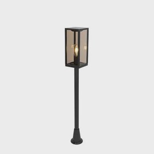 QAZQA Staande buitenlamp zwart met smoke 100 cm IP44 - Charlois