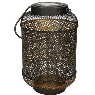 Anna&apos;s collection Solar lantaarn - zwart - metaal - 16 x 26 cm