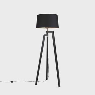 QAZQA Smart vloerlamp met kap zwart met goud 50 cm incl. Wifi A60 -