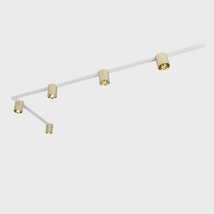 QAZQA 1-fase railsysteem met 5 spots goud met wit - Rondoo Up