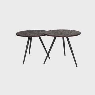 Housecraft Living Webster Bijzettafel Rond Teak Hout Bruin - Set van 2