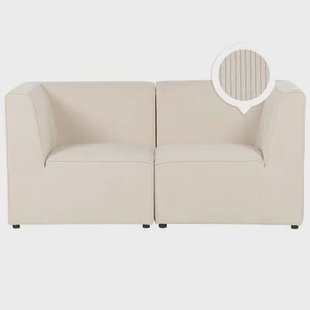 Beliani - LEMVIG - Tweezitsbank - Lichtbeige - Corduroy