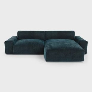 Pauw blauw fluwelen hoekbank 310cm