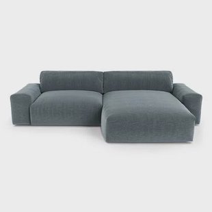 4-zits rechthoekige sofa in soft touch geweven stof blauw grijs 310cm