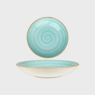 Bonna Diep bord - Aqua - Porselein - 25 cm (1300cc) - set van 6