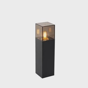 QAZQA Staande buitenlamp zwart met smoke kap 30 cm - Denmark