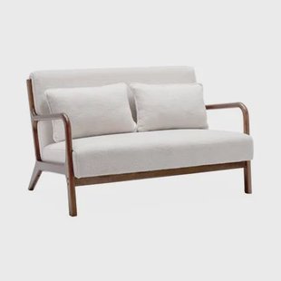 sweeek - Scandinavische 2-zitsbank met bouclé en licht walnootkleurig