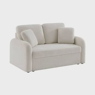 sweeek - 2-zitsbank met witte bouclé, afgeronde lijnen