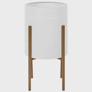 Beliani - ASTILLBE - Bloempot - Wit - 31 x 31 x 58 cm - Metaal Beliani - ASTILLBE - Bloempot - Wit - 31 x 31 x 58 cm - Metaal