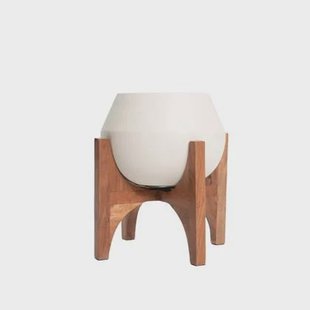 Sissy-Boy Witte plantenpot met houten standaard