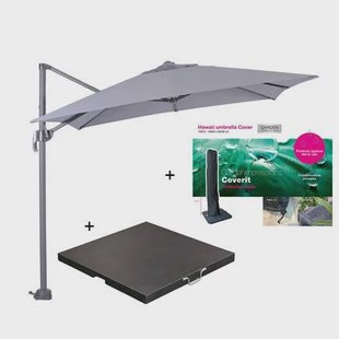 Garden Impressions Hawai parasol S 250x250 l.grijs + 80kg voet en hoes