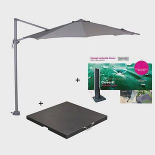 Garden Impressions Hawaii parasol S Ø300 l.grijs + 80kg voet en hoes