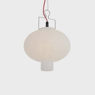 QAZQA Buiten hanglamp wit 35 cm met rode stekker IP44 - Pion