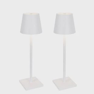 QAZQA Set van 2 buiten tafellamp wit incl. LED en dimmer oplaadbaar -