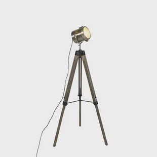 QAZQA Smart vloerlamp tripod hout met studiospot incl. Wifi B35 -
