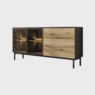 Meubella - Dressoir Ludwig - Zwart - Eiken - 180 cm