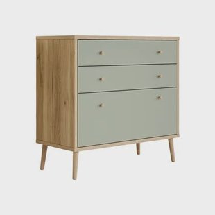 Meubella - Ladekast Wally - Licht eiken - Groen - 90 cm