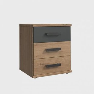 Nachtkastje Stratum Antraciet|Grijs|Hout - Eiken|Hout - Naturel