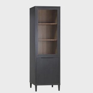 Vitrinekast Zwanenburg Antraciet|Hout - Naturel|Zwart MDF