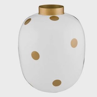 Pip Studio Vaas Dots - Bloemenvaas van Metaal - Wit| Goud - 32cm
