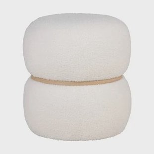 Artichok Madelon Ronde Poef Wit - Bouclé