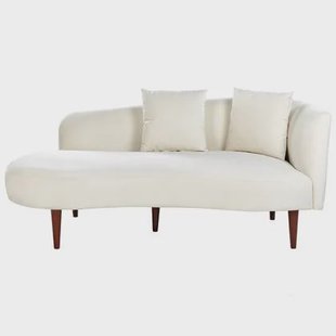 Beliani-CHAUMONT-Chaise longue-Off-white-Rechtszijdig-Fluweel
