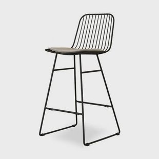 Nolon Pelle Metalen Barkruk Zwart - Met Zitkussen