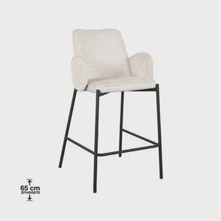 LABEL51 Barkruk Joni - Crème - Fluweel - Zithoogte 65 cm
