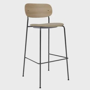 Audo Copenhagen Co Bar barkruk H105 zitting Bouclé 02 naturel eiken