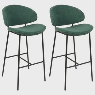 Beliani - KIANA - Barkruk set van 2 - Donkergroen - Polyester