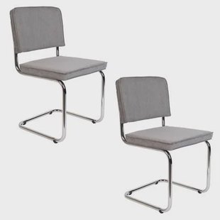 Zuiver Ridge Rib Stoel Lichtgrijs - Set van 2