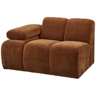 WOOOD Mojo 1-Zits Bank Met Arm Links - Ribstof - Roest Bruin