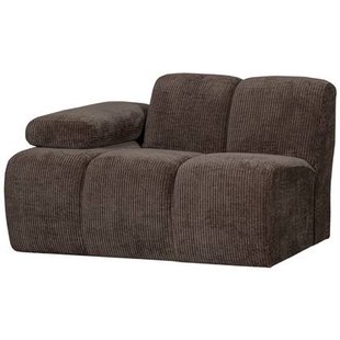 WOOOD Mojo 1-Zits Bank Met Arm Links - Ribstof - Bruin - 74x120x97