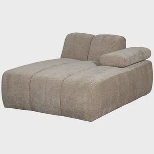 WOOOD Mojo Chaise Longue Elementenbank Rechts - Ribstof - Donker Zand