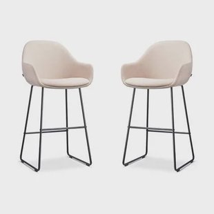 Nolon Nino-Mae Barkrukken Set van 2 - Beige - Zwart - 75 cm