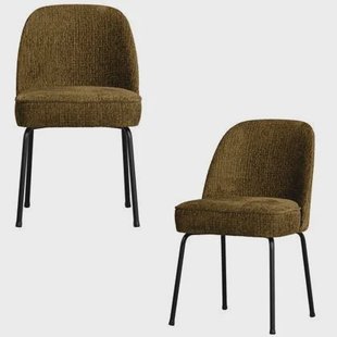 WOOOD Vogue Eetkamerstoelen - Velvet - Brass - Set van 2