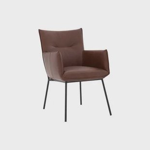 Goossens Eetkamerstoel Silvan - Leder met armleuning