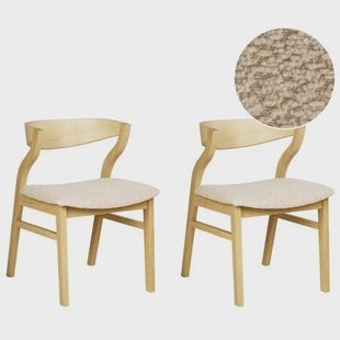 Beliani-YUBA-Eetkamerstoel set van 2-Lichtbruin|Lichtbeige-Fluweel